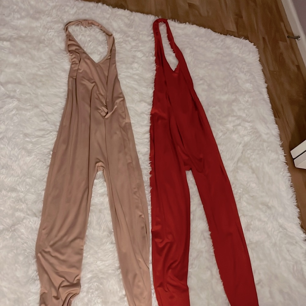 Two halter small halter jumpsuits with purse
